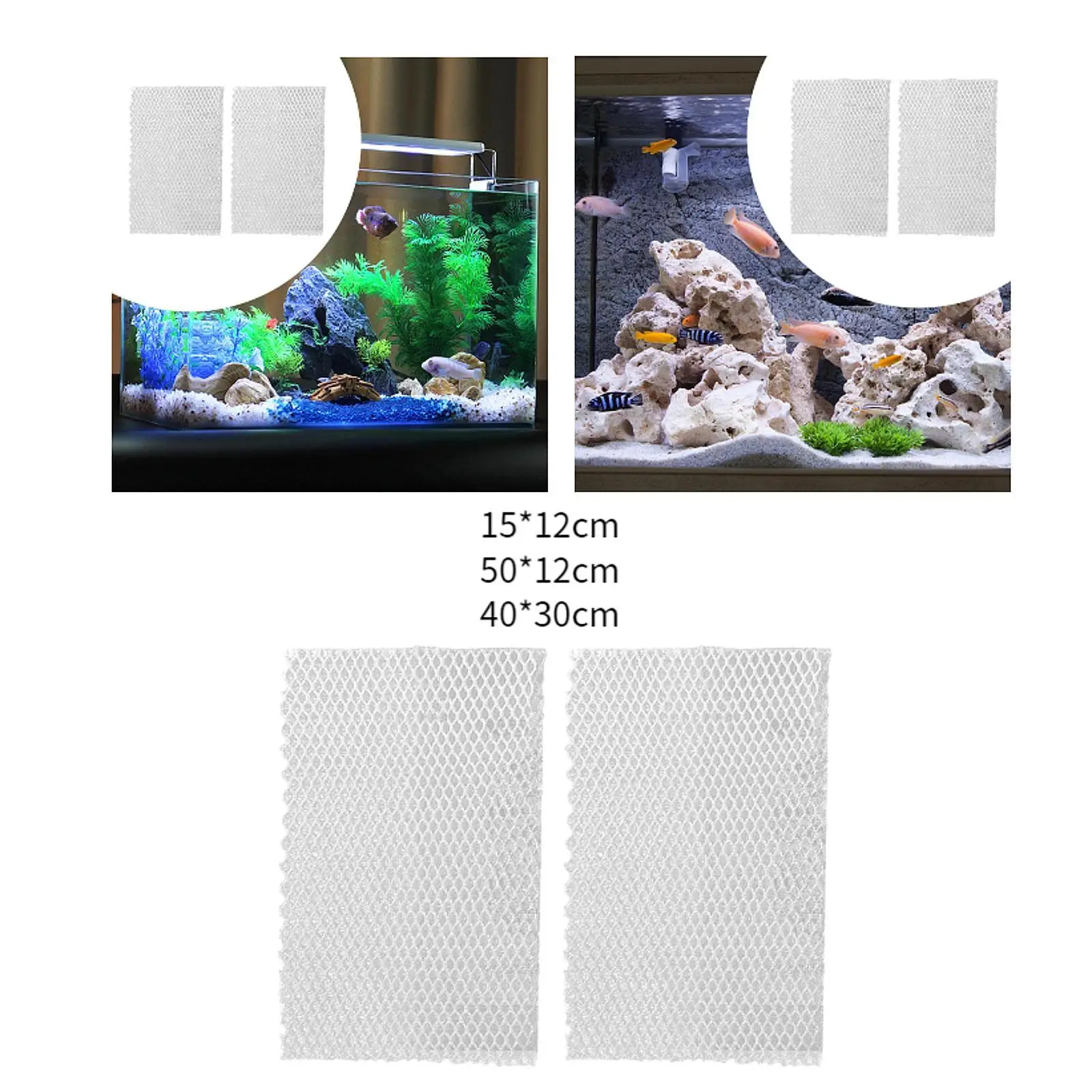 2x Aquarium Filter Cotton Fish Tank Filter without Blocking Water Multifunction