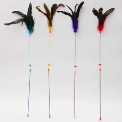Juguete interactivo para gatos: varita con plumas y campana
