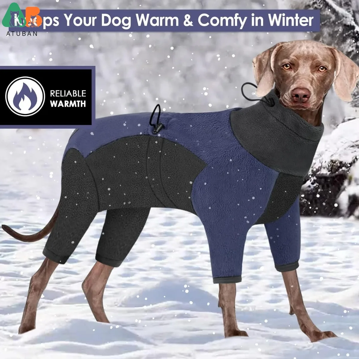 ATUBAN Abrigo de invierno para perros, jersey cálido, pijamas de lana para perros, chaquetas suaves de cuerpo completo para perros para clima frío, mono para perros a prueba de viento - imagen 5