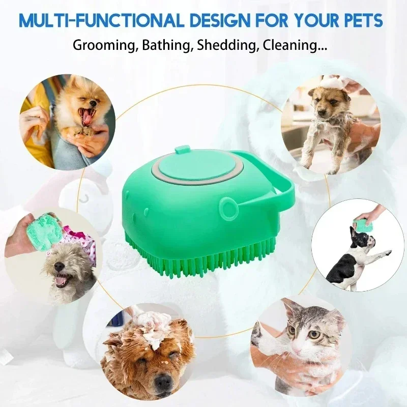 Cepillo de champú para perros, guantes de masaje para baño de mascotas de silicona suave, cepillo para baño de perros y gatos, accesorios para mascotas - imagen 2