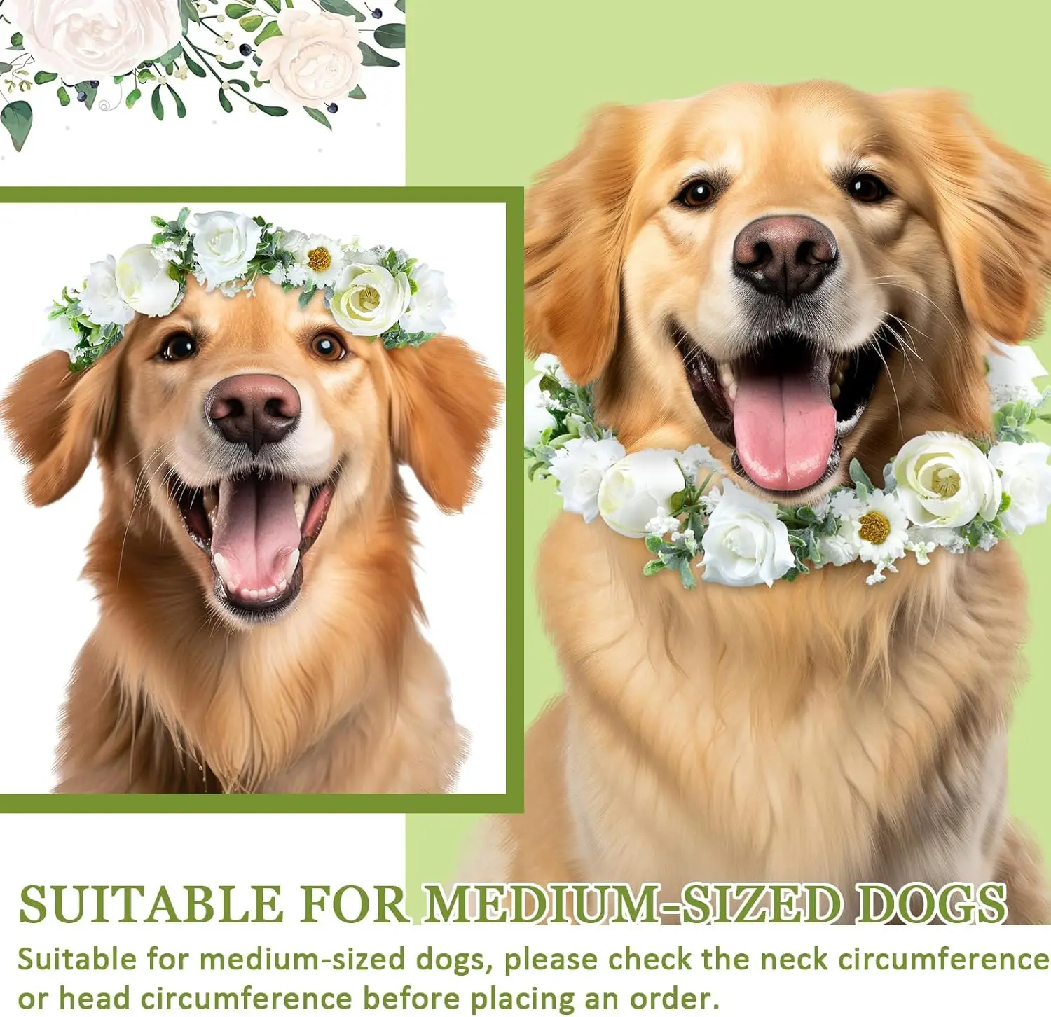 Collar de Flores Ajustable y Elegante para Perros Medianos y Grandes, Gatos, Accesorios para Disfraces de Mascotas, Accesorios para Fotos de Boda - imagen 3