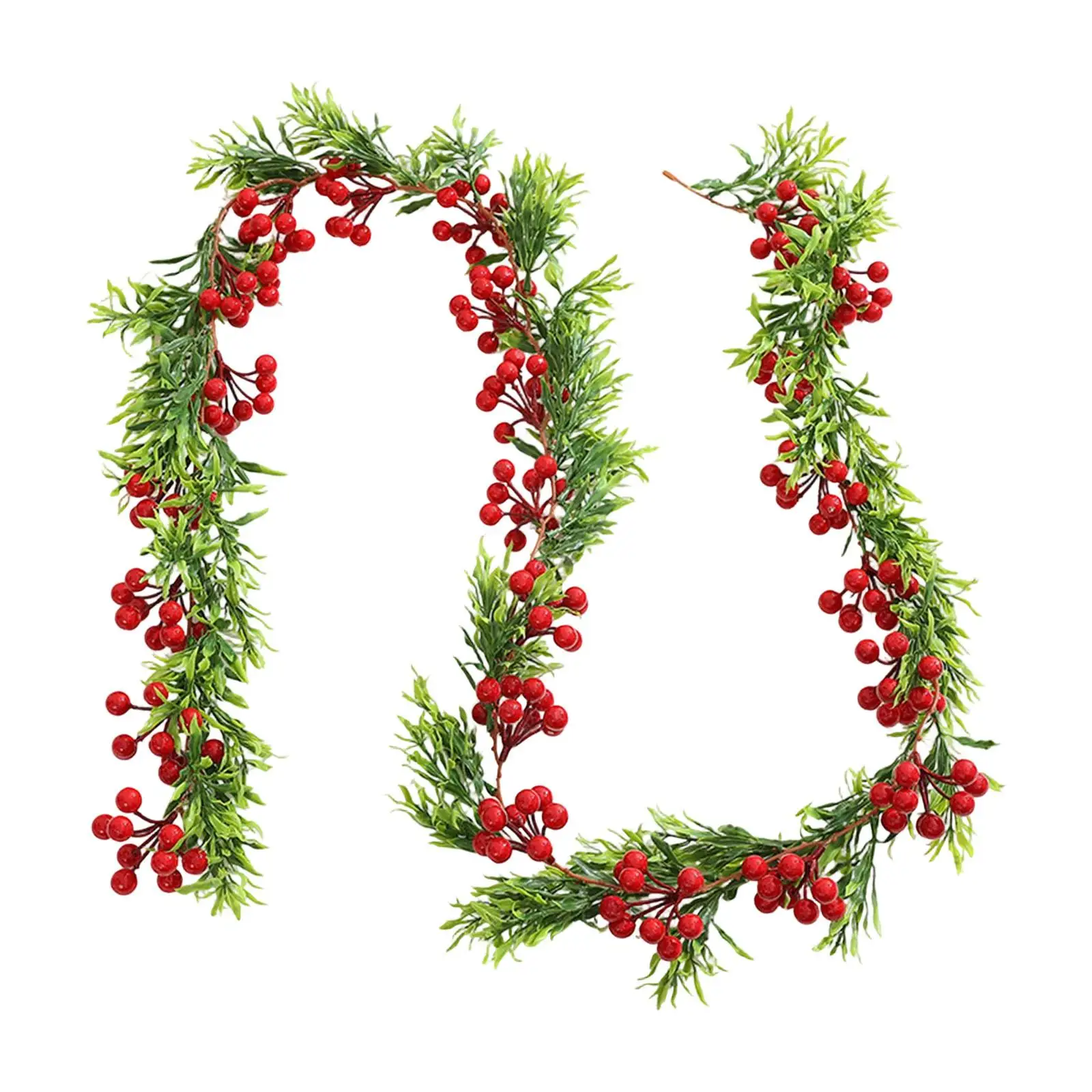 Guirnalda roja de Navidad para decoración, decoración colgante realista para puerta delantera, para jardín, porche, fiesta, escaleras, 6,4 pies de largo