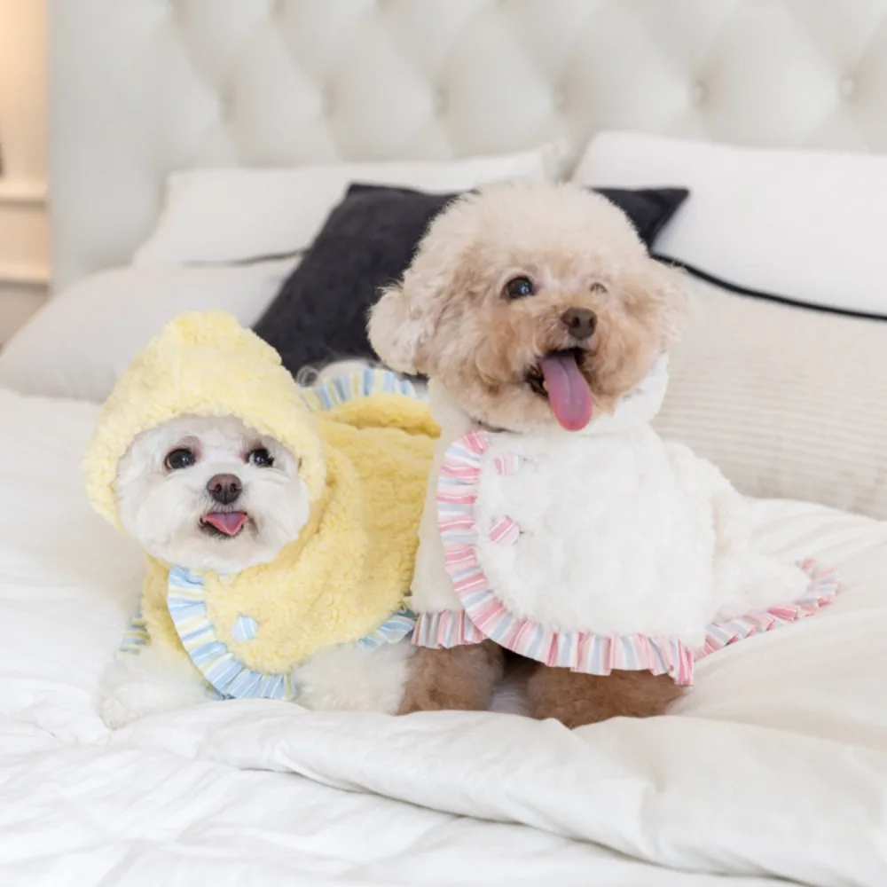 Capa de felpa de doble cara para mascotas, manta cálida a rayas para el hogar, ropa de peluche para perros pequeños, ropa para cachorros, Navidad, Otoño e Invierno - imagen 2