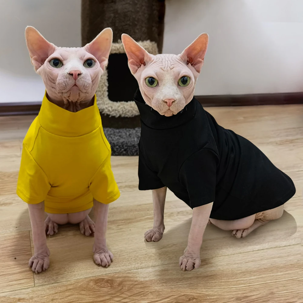 Sphynx-Jersey de cuello alto para mascotas, suéter cálido de lana para gatos, ropa de gatito de colores sólidos, trajes de moda, Otoño e Invierno - imagen 5