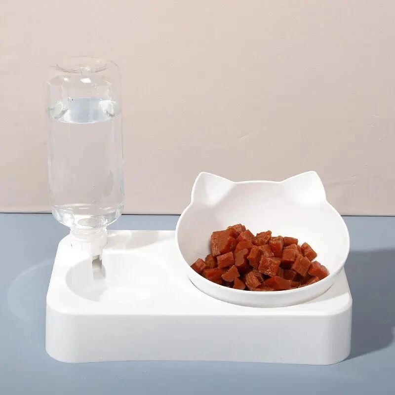 Cuenco de doble uso para mascotas, Alimentador automático para beber, suministros de alimentación para mascotas, inclinación para proteger las vértebras cervicales - imagen 2
