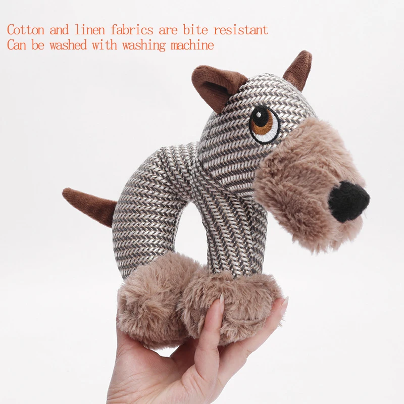 Divertido perro de dibujos animados con sonido de chirrido, juguete de peluche para perro, juguete de entrenamiento calmante con dientes Molar, juguetes para cachorros y gatos, suministros de entrenamiento interactivos - imagen 3