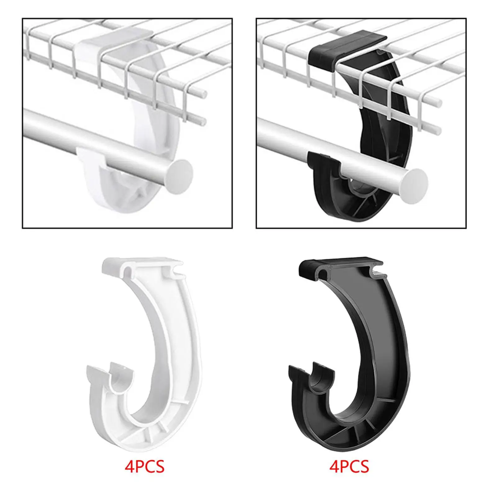 4Pcs Closet Rod Support Bracket 3/4 Sturdy Pipe Hanger Bracket J Type Hooks Hanging Rod Support Hanging Bar Rod Support