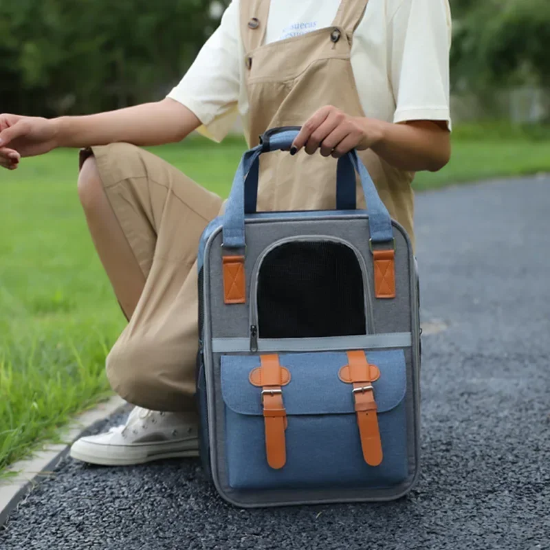 Bolsa para gatos Mochila portátil Plegable portátil Transpirable No congestionado Bolsa para gatos Mochilas para mascotas - imagen 2