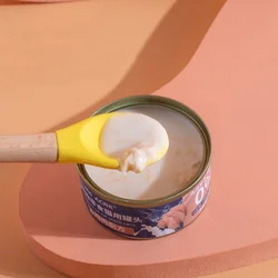 Cuchara de silicona para gatos con mango de madera antideslizante