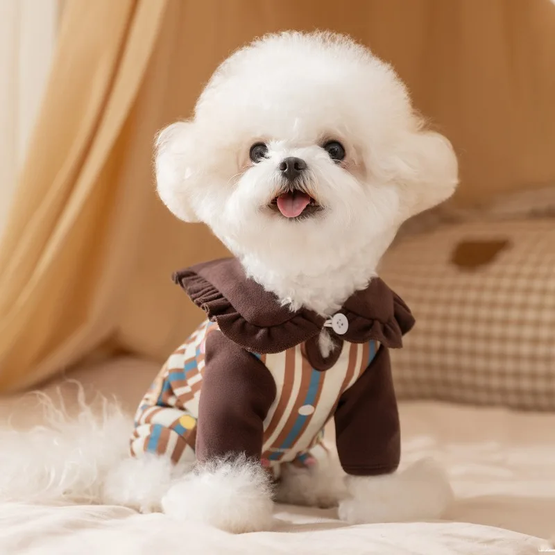 Pijama de invierno rayada para perros pequeños - imagen 3