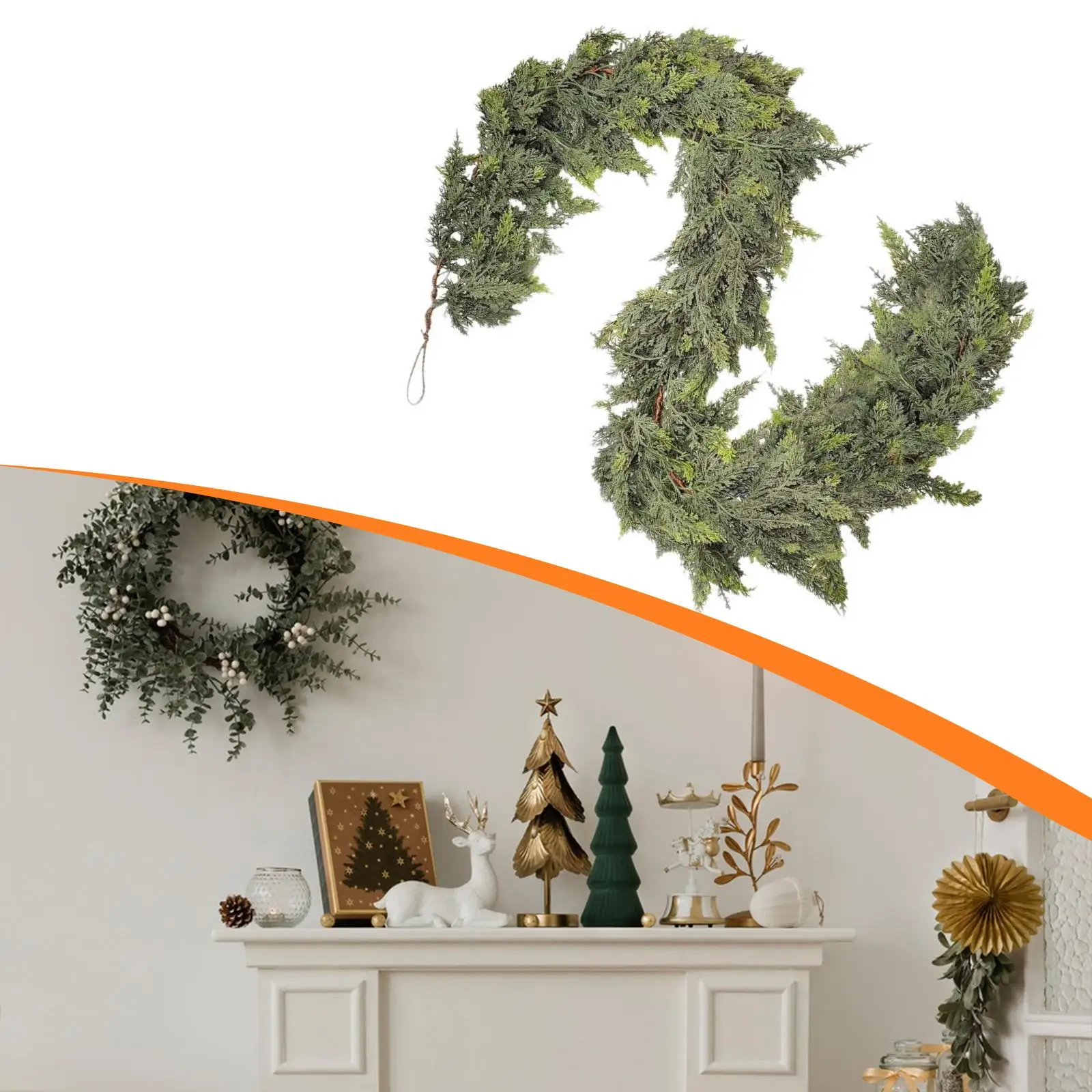 Guirnalda de vegetación Artificial, decoración navideña, adorno colgante realista, Navidad