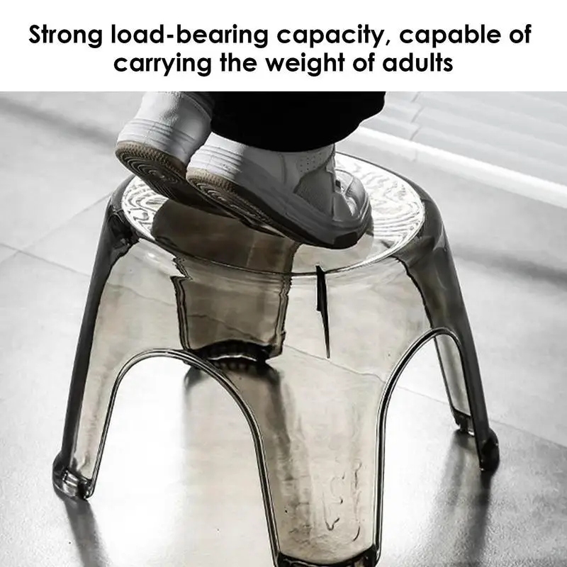 Taburete transparente antideslizante para baño, Banco de plástico grueso para cambio de zapatos, multiusos - imagen 2
