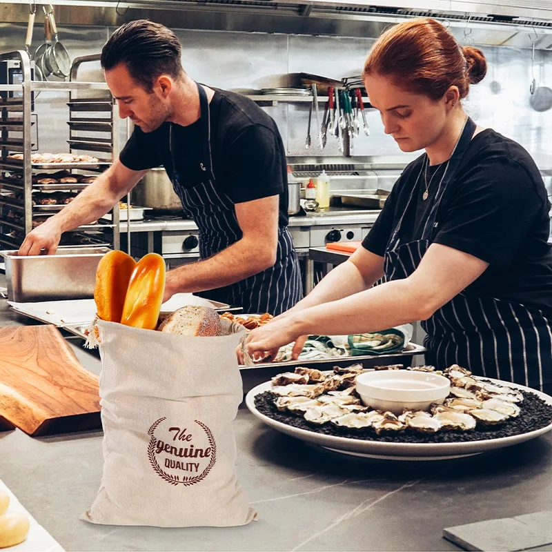 Bolsas de pan artesanales de lino reutilizables, pan con cordón, Baguette artesanal casero con hebilla, cosas de cocina, algodón, suministros de comida para el hogar - imagen 3