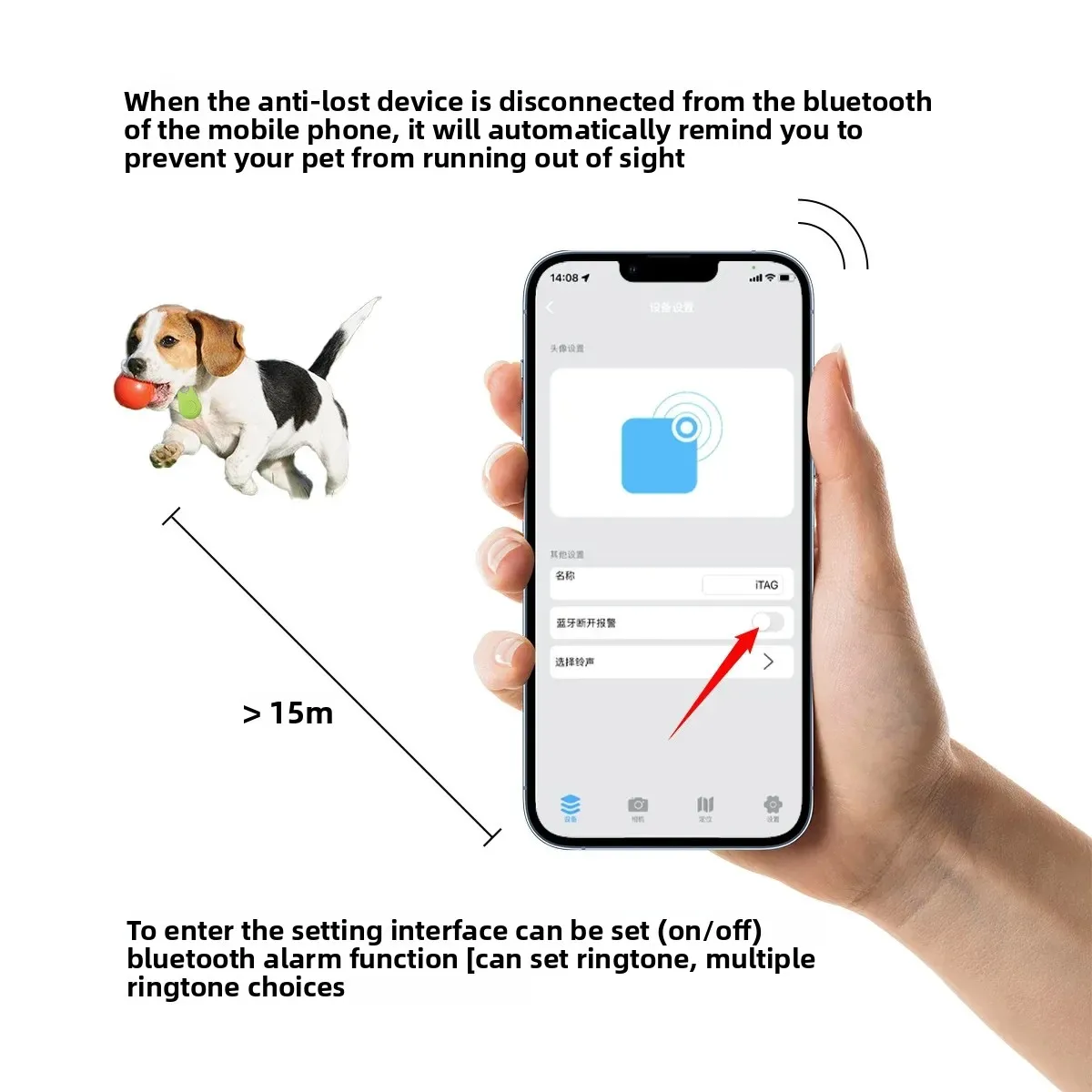 Localizador inteligente para mascotas, monitoreo de perros, localizador antipérdida para mascotas, dispositivo antipérdida Bluetooth pequeño Android