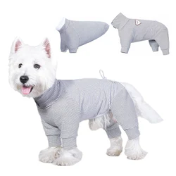 Camiseta para perros de terciopelo con rayas - cálida y transpirable