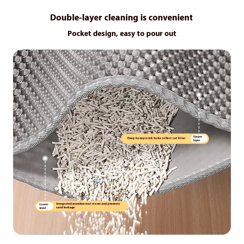Alfombrilla recogedora de arena para gatos impermeable doble capa - imagen 2