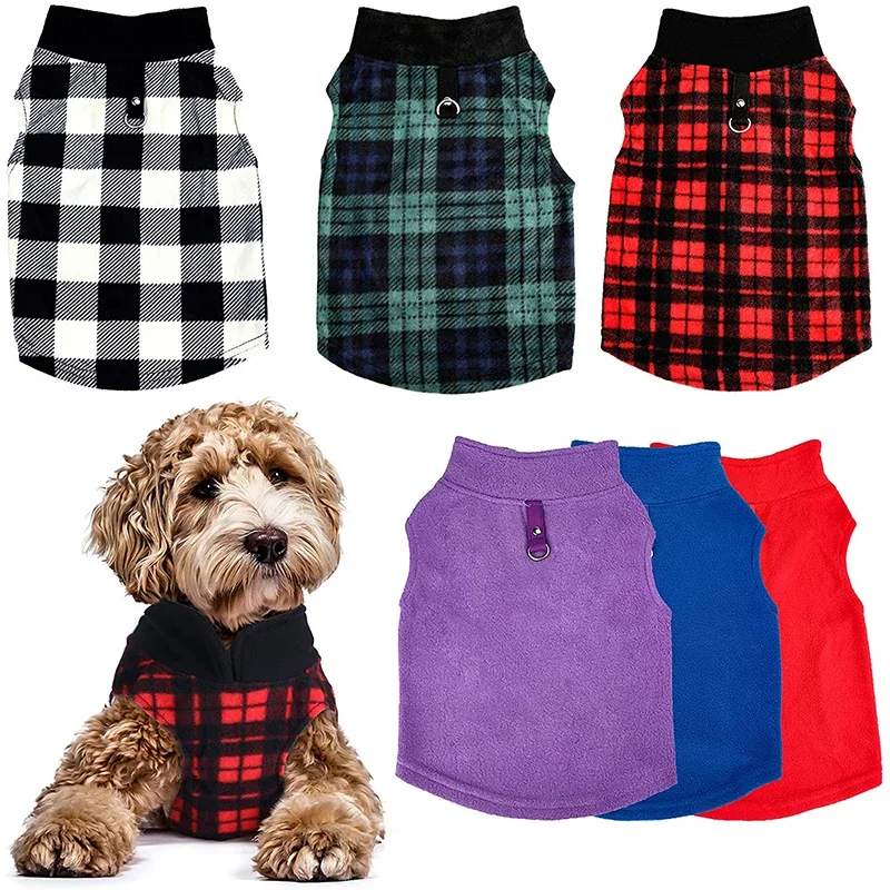 Suéter polar cálido con anillo para correa para perros