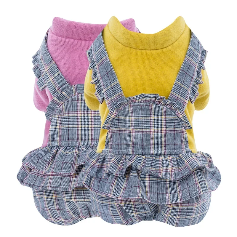 Mono a cuadros para perro, ropa gruesa de invierno para perros pequeños, ropa para cachorros, chaquetas para Chihuahua, disfraz de peluche para Caniche - imagen 5