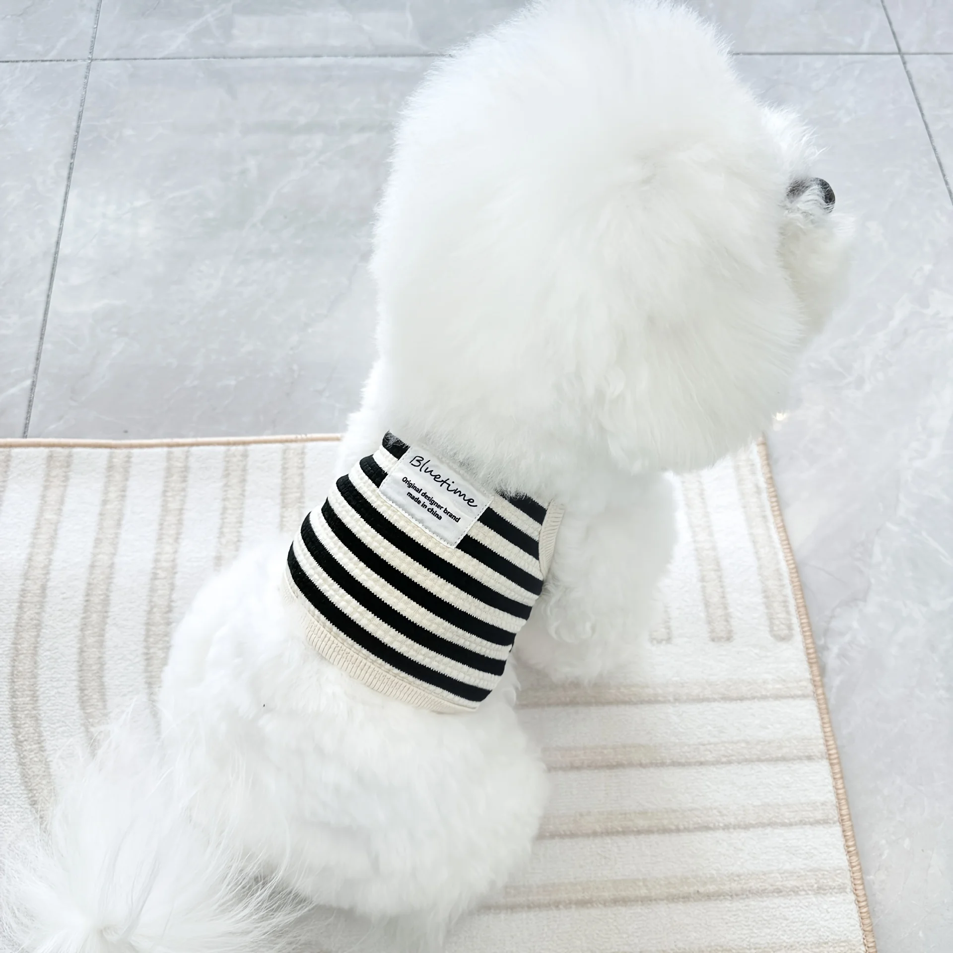 Chaleco de algodón A rayas para perro, traje de otoño para mascotas, como perros - imagen 3