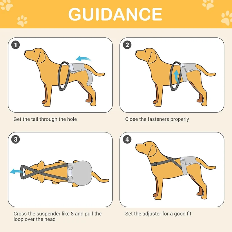 Pañales para perros femeninos con tirantes, pañales para cachorros reutilizables y lavables para perros pequeños y medianos en incontinencia del período de calor - imagen 5