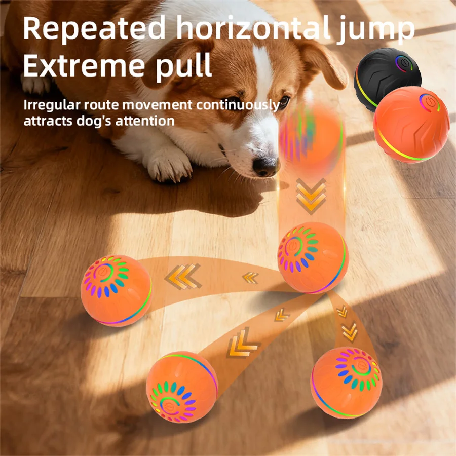 Pelotas de juguete interactivas para perros inteligentes, pelota que rebota en movimiento automático USB para cachorros a perros grandes, pelota electrónica para mascotas, regalo de Navidad