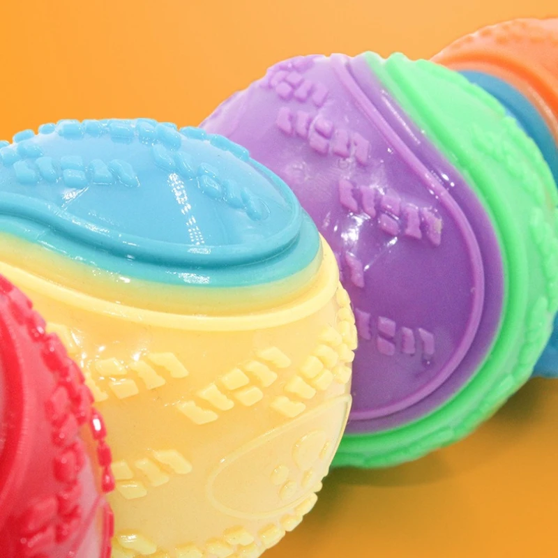 Pelota de juguete chirriante para perros TPR, pelota para masticar brillante para limpieza de dientes y resistencia a mordeduras, pelota de rebote interactiva con sonido para perros - imagen 2