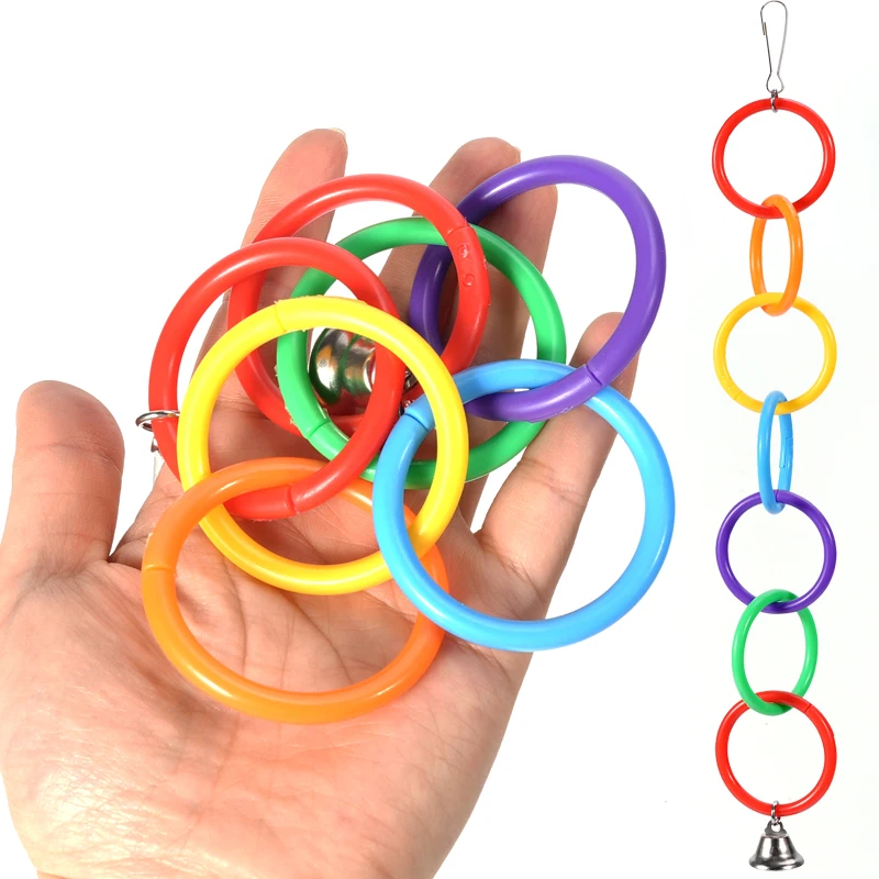 Columpio de loro colorido con campana, anillo de escalada, juguetes para molitos, cacatua gris africana, periquito, suministros para loros - imagen 5