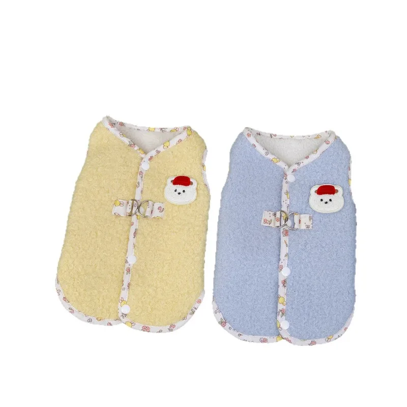 Chaleco Adorable de peluche bonito, sombrero para mascota, chaqueta de oso, ropa cálida de invierno para perros pequeños a medianos, abrigo de dibujos animados Bichon Frise