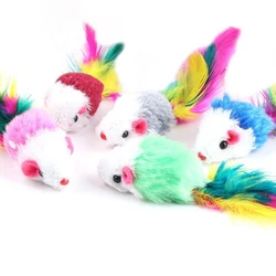 Ratón de plumas juguete interactivo colorido para gatos