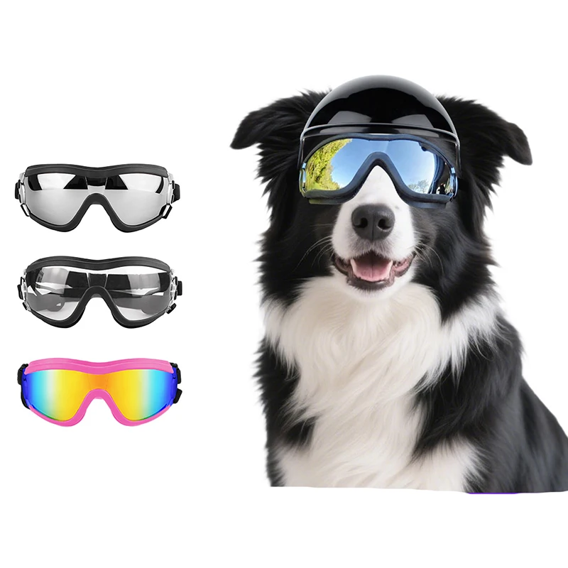 Juego de gafas y casco para perros, gafas de sol con protección UV para perros medianos, casco de motocicleta duradero con orificio para la oreja