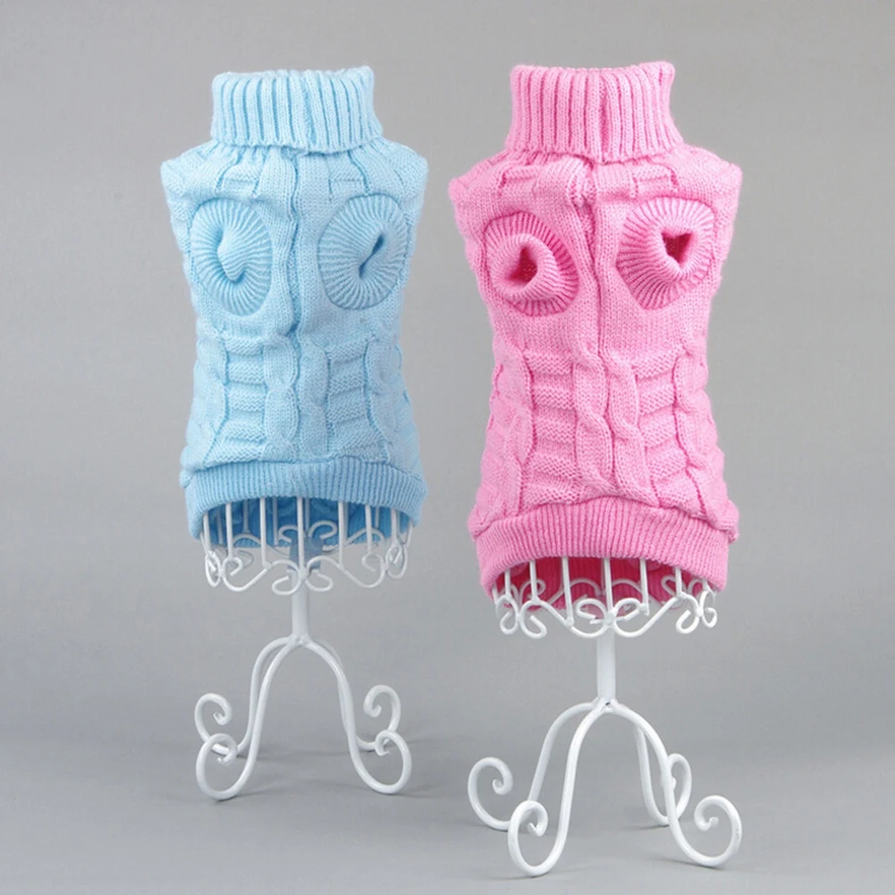 Cozy Turtleneck Knit Dog Sweater Polyester Pullover Pet Coat Autumn Winter Warm Jacket for Small Dogs Chihuahua French Bulldog - imagen 4