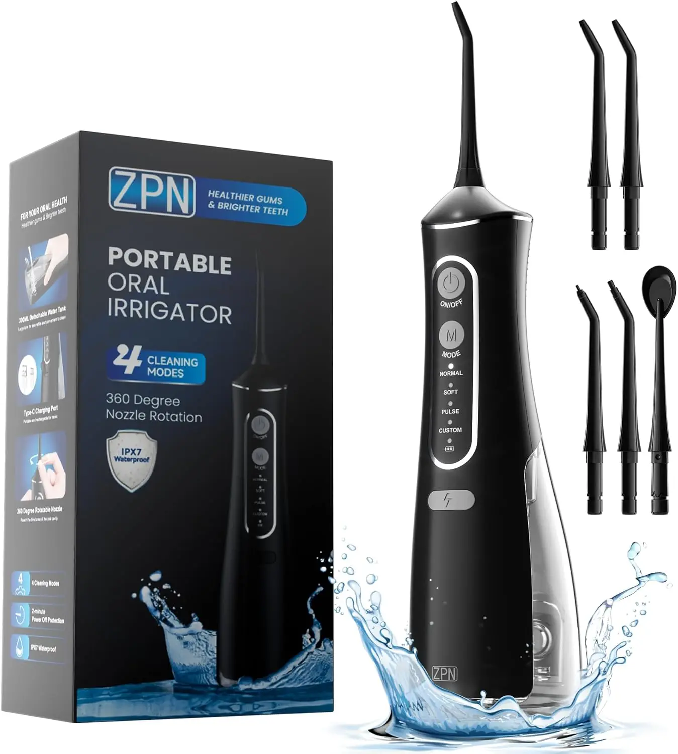 Irrigador dental 5 puntas para gatos y perros – Portátil y recargable