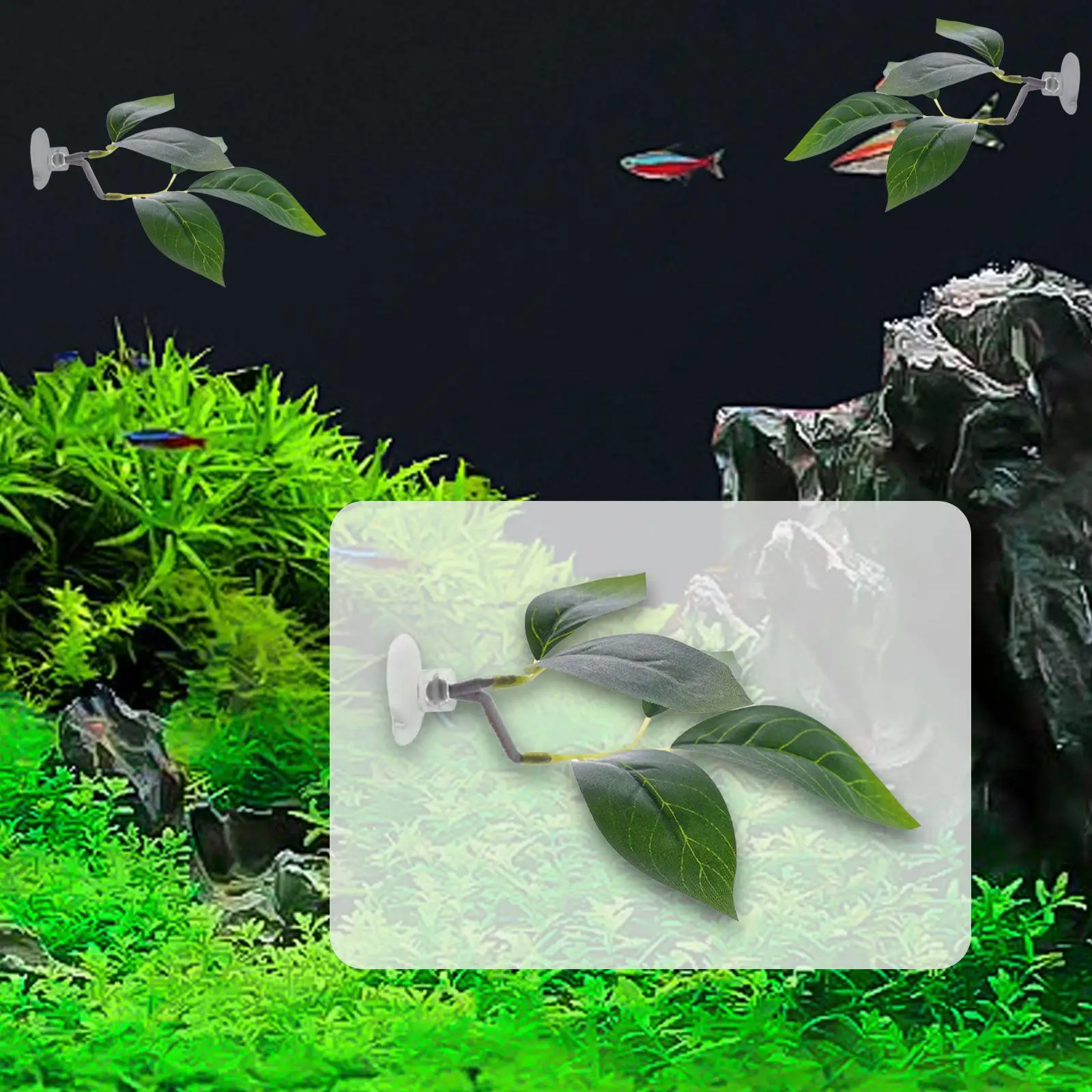Almohadilla de hojas de pescado Betta para adorno de acuario de peces, práctica con ventosa, decoración simuladora de acuario de hábitat para cría y descanso - imagen 3