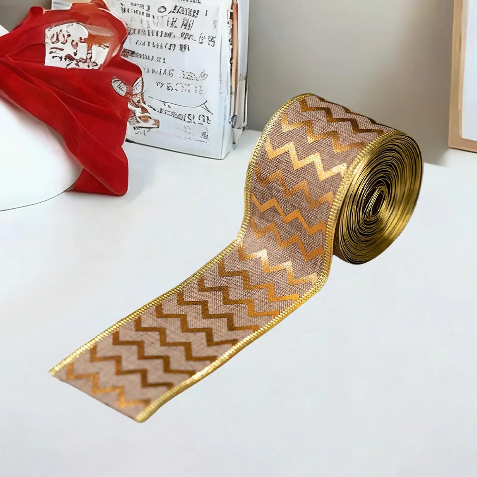 Linen Christmas Ribbon Xmas Ribbons 5cm Width Home Decorations Atmosphere Layout DIY Decorative for Wreath Christmas Tree