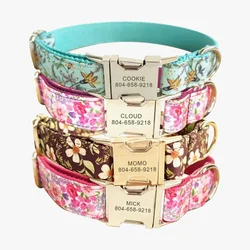 Collar personalizado para perro con margarita y grabado gratis
