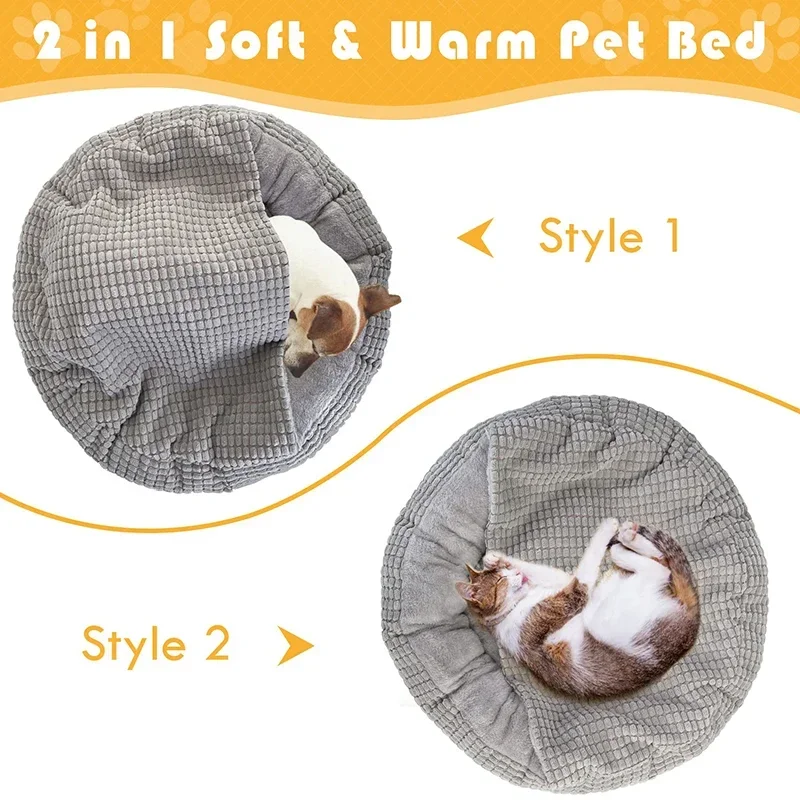 Cama redonda para gatos y perros: cálida, antiestrés y ortopédica