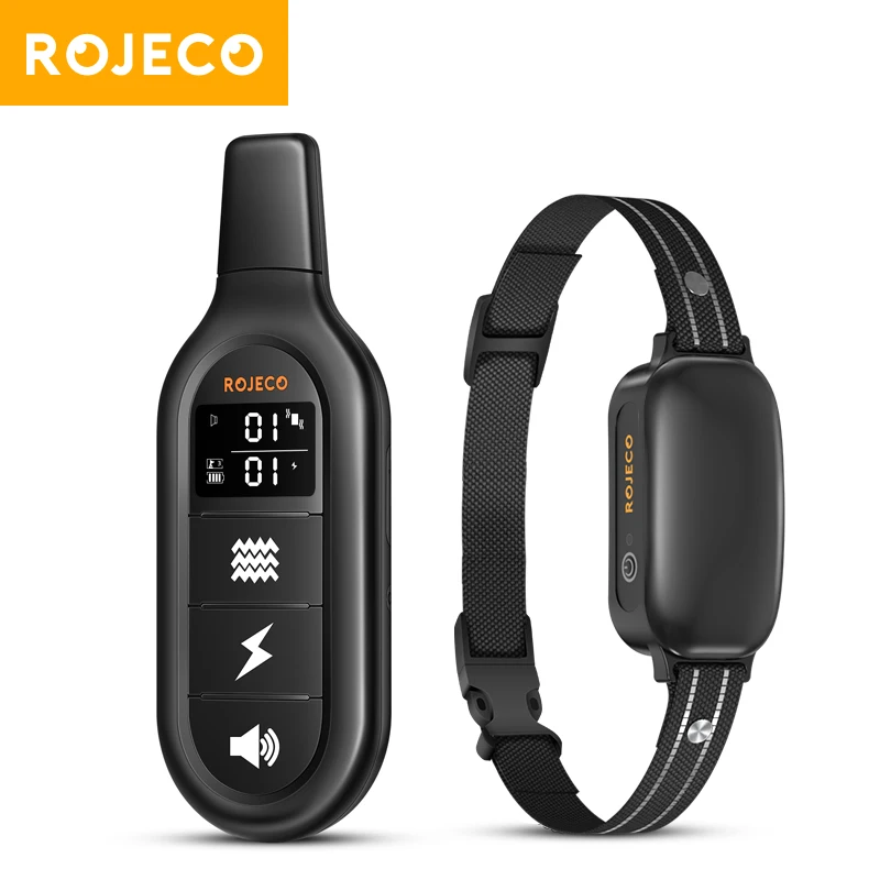Robeco-Collar eléctrico de entrenamiento para perros, vibrador Digital recargable con Control remoto, resistente al agua IPX7, para mascotas, con descarga y parada de ladridos