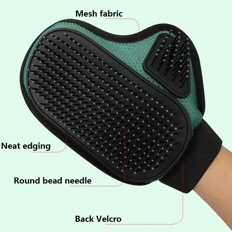 Guantes de masaje para baño de mascotas, peine para el pelo para despolluffar perros y gatos, deshedding de pelo de piel, peines suaves y eficientes, productos de masaje para el baño de mascotas - imagen 5