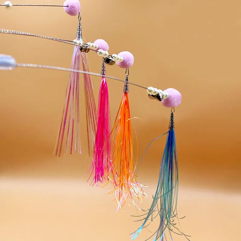 Pluma de juguete para gatos, palo de bola de lana, juguetes interactivos resistentes a las mordeduras para gatos, juguete de entrenamiento para gatitos, suministros para mascotas - imagen 4
