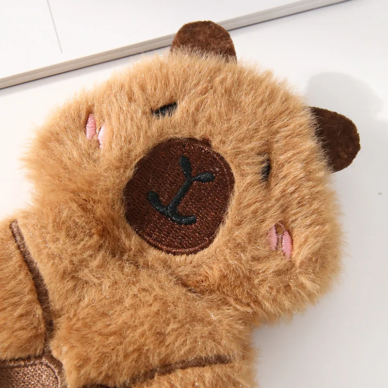 Juguetes chirriantes de oso capibara de peluche: lindo oso marrón resistente a masticar, juguete para perros y gatos sin relleno para juegos autónomos - imagen 4