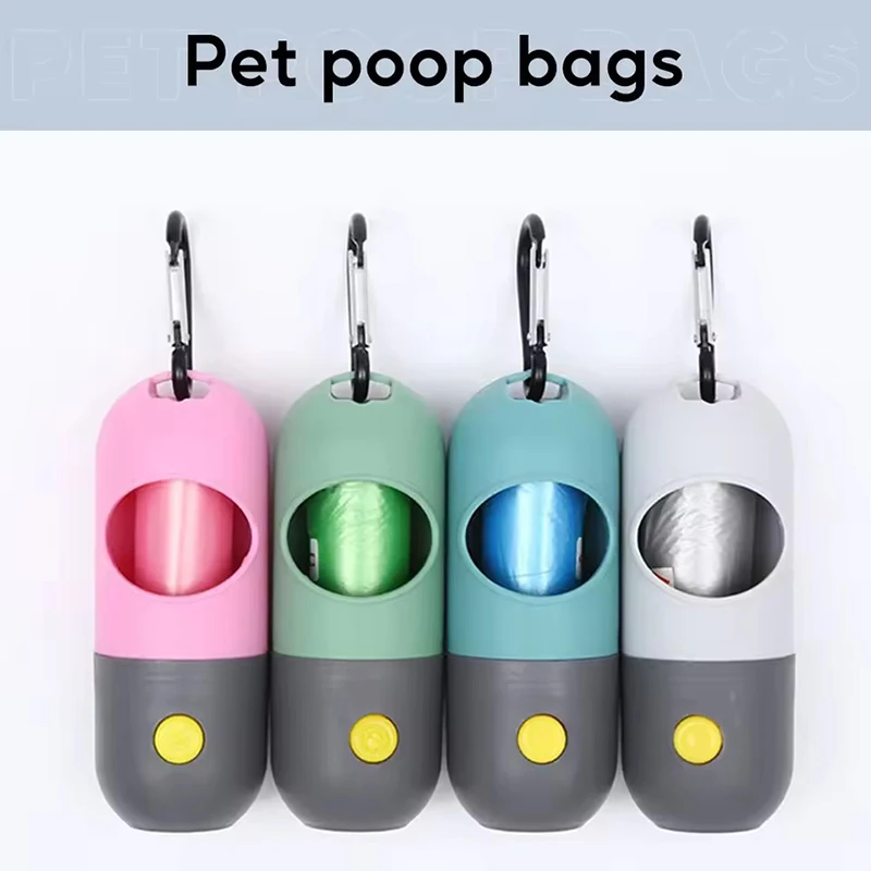 Dispensador de bolsas para excrementos de perros con luz Led, bolsa de basura degradable para exteriores, bolsas de basura portátiles para mascotas, suministros de limpieza para perros y gatos, accesorios - imagen 2
