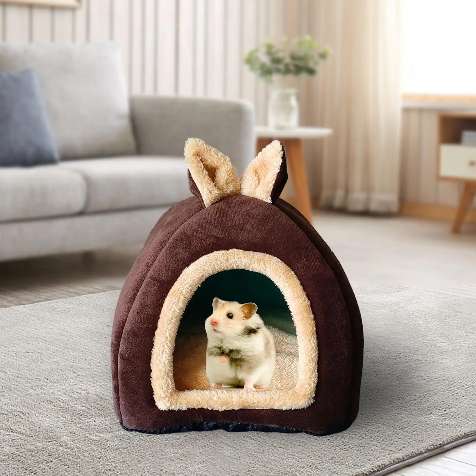Small Animal Pet House Bed Bedding Cuddle Winter Nest Rabbit Cage Nest for