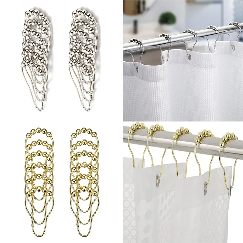 6 uds/12 Uds. Anillo de gancho para cortina de ducha a prueba de herrumbre adecuado para barra de ducha de baño gancho de ducha anillos para cortina de ducha