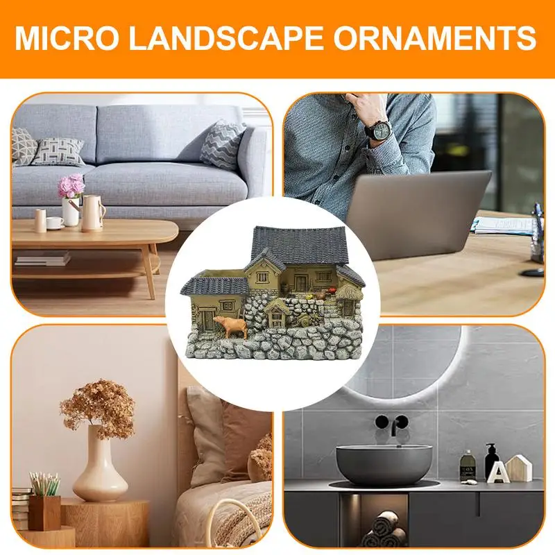 Casa de cabaña en miniatura, maceta suculenta rústica de resina, maceta de cabina de resina multifuncional para plantas suculentas, patio - imagen 5