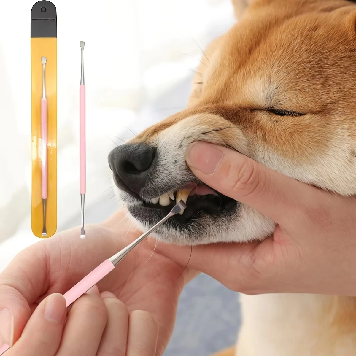 Limpiador de dientes para perros y mascotas, eliminador de sarro de acero inoxidable, Kit de raspador, Herramientas de limpieza Oral para mascotas, accesorios para sarro de doble cabeza, 1 ud. - imagen 2