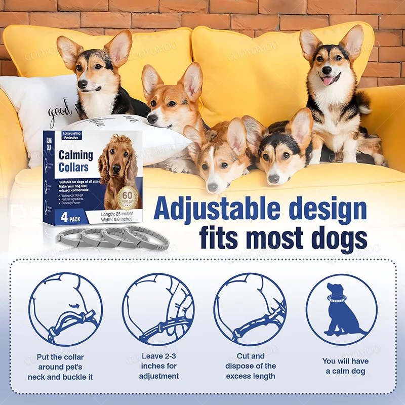 Nuevo lanzamiento 3/4 Pc Collar calmante para perros gato aliviar la ansiedad protección collares retráctiles para cachorros gatitos accesorios para perros grandes - imagen 2