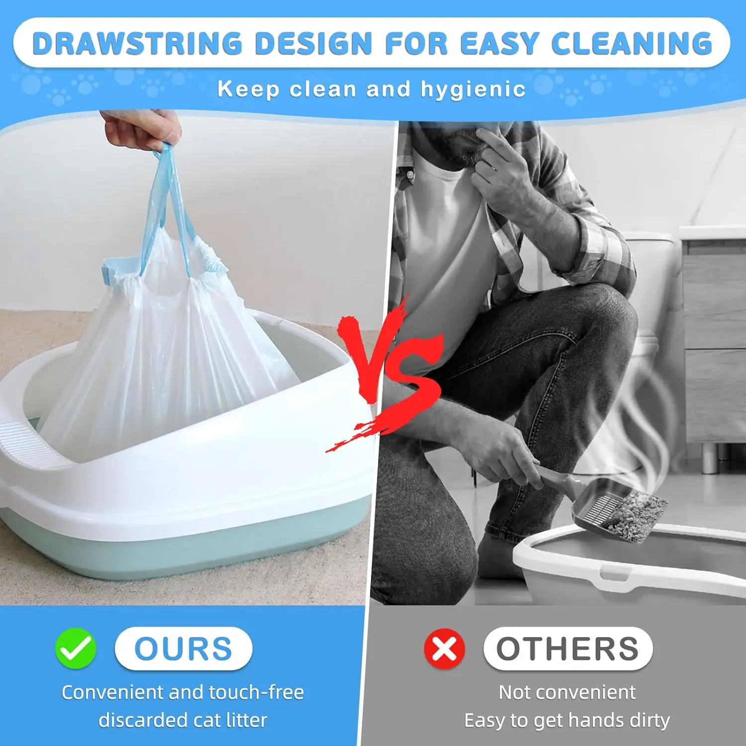 6 rollos de bolsas para excrementos de mascotas para Neakasa M1, inodoro inteligente para gatos, caja de arena para gatos, bolsa de basura con cordón, almacenamiento grueso, bolsas para excrementos de gatos - imagen 4