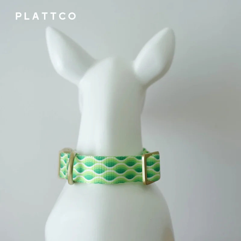 PLATTCO-Collar de diseño personalizado para mascotas, Gargantilla hecha a mano con ondas verdes, 5 tamaños, para perro auto perdido, PDC363 - imagen 4