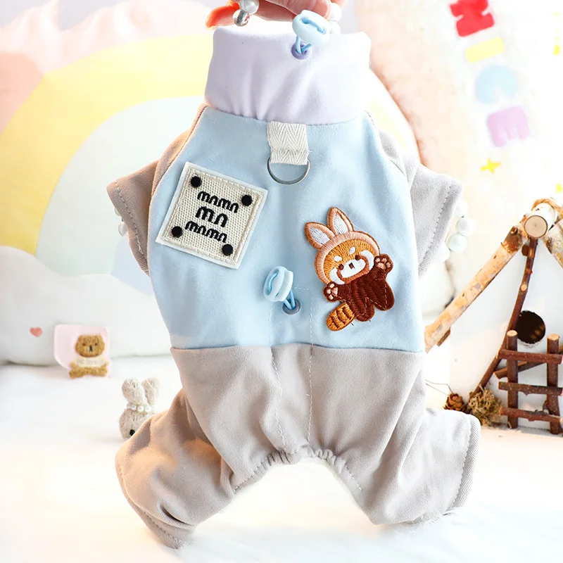 Abrigo de invierno para perros Chaqueta de algodón gruesa de 4 patas Diseño lindo de panda, traje cálido para clima frío para perros pequeños - imagen 3