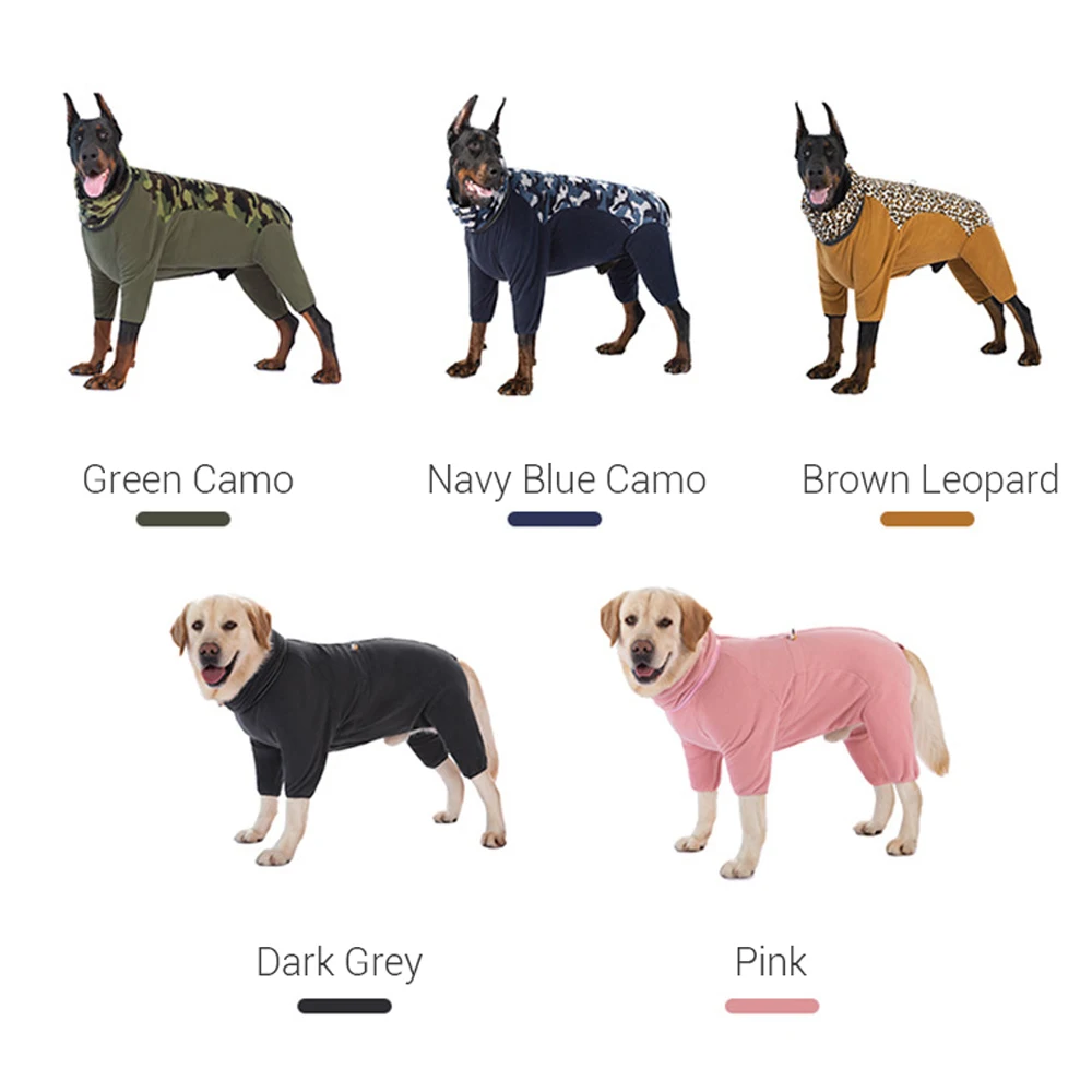 Monos para perros, mono de lana suave y cálido de invierno para perros pequeños, medianos y grandes, abrigo grueso para mascotas con cuello reflectante de 4 patas - imagen 4